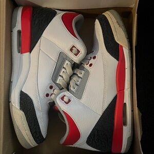 White and Red Sneakers with Black Accents